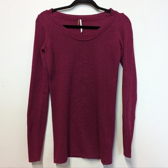 Free People Magenta Wool Blend Sweater Scoop Neck S - Picture 8 of 13